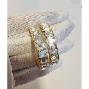 Beautiful gold plated earrings with white rhinestones